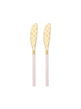NEW Mackenzie-Childs Rosy Spreader Set of 2 Pink and Gold